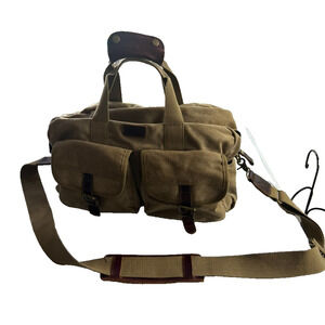 Unbranded Large Duffle Bag Khaki Canvas Messenger Travel Crossbody Utility